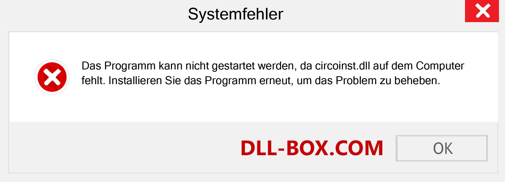 circoinst.dll-Datei fehlt?. Download für Windows 7, 8, 10 - Fix circoinst dll Missing Error unter Windows, Fotos, Bildern