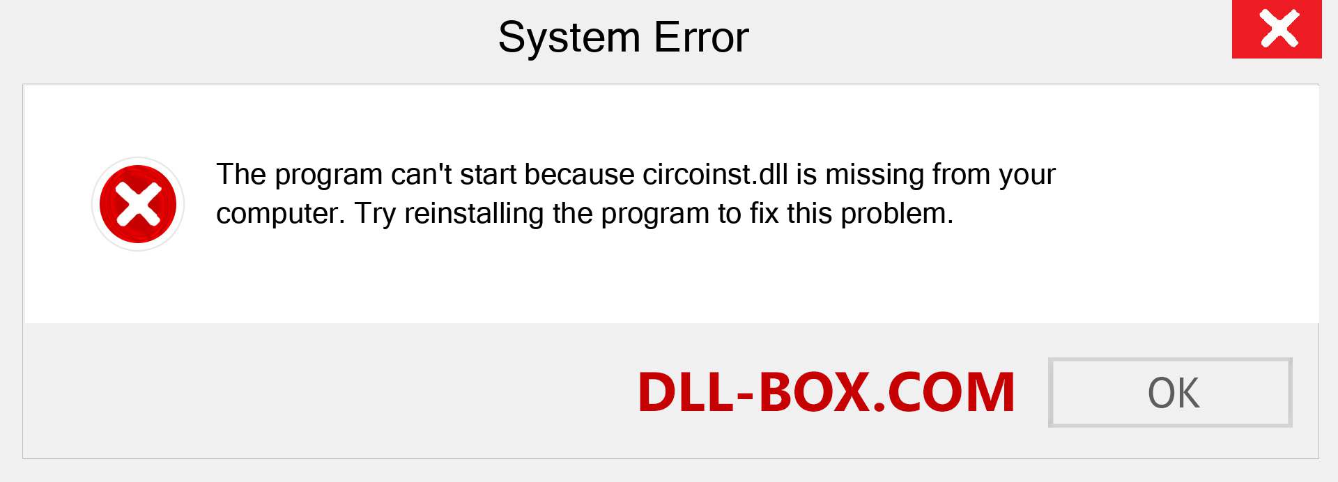  circoinst.dll file is missing?. Download for Windows 7, 8, 10 - Fix  circoinst dll Missing Error on Windows, photos, images